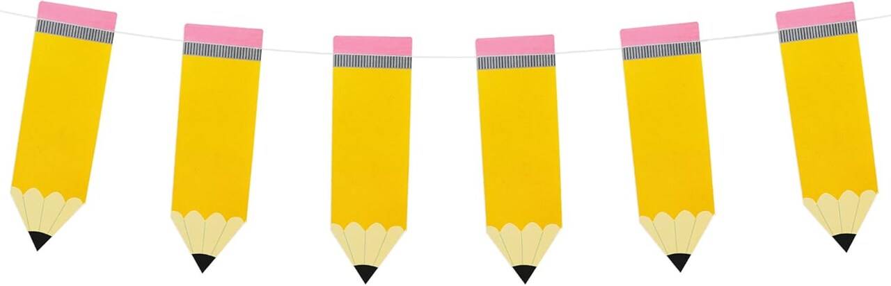 Pencil Garland Banner – 12PCS Double-Sided Pencil Classroom Banner for Kindergarten, Back to School Party Decorations, Teacher Gift, Classroom Photo Prop & School Decor